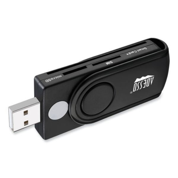 Picture of Adesso ADESCR200 SCR-200 Smart Card Reader - USB - Black