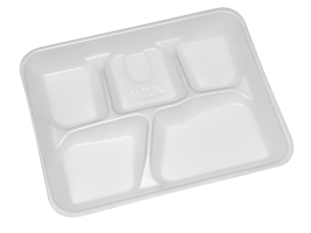 Picture of PCT YTH10500SGBX 8.25 x 10.5 in. Lightweight Foam School 5 Compartment Trays, White