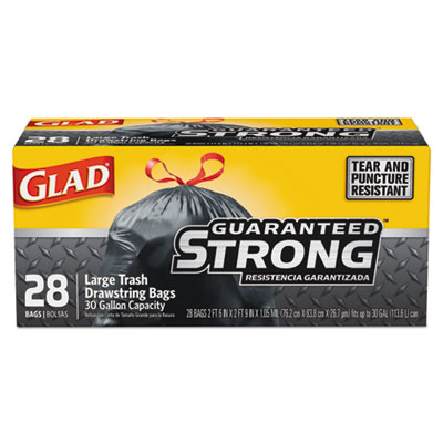 CLOROX SALES CO. CLO78966 Drawstring Large Trash Bags, Black