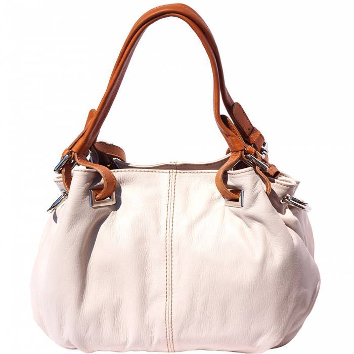 Picture of Italian Artisan 115-8655-BeigeTan Valentina Womens Luxury Leather Shoulder Handbag&#44; Beige & Tan