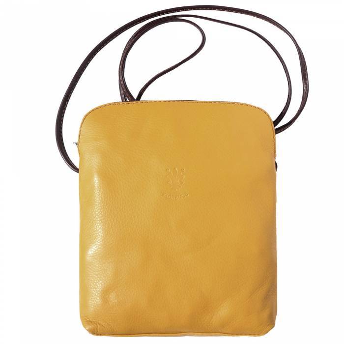Mia GM Unisex Luxury Leather Crossbody Handbag, Yellow & Brown -  Fusiones, FU1881962