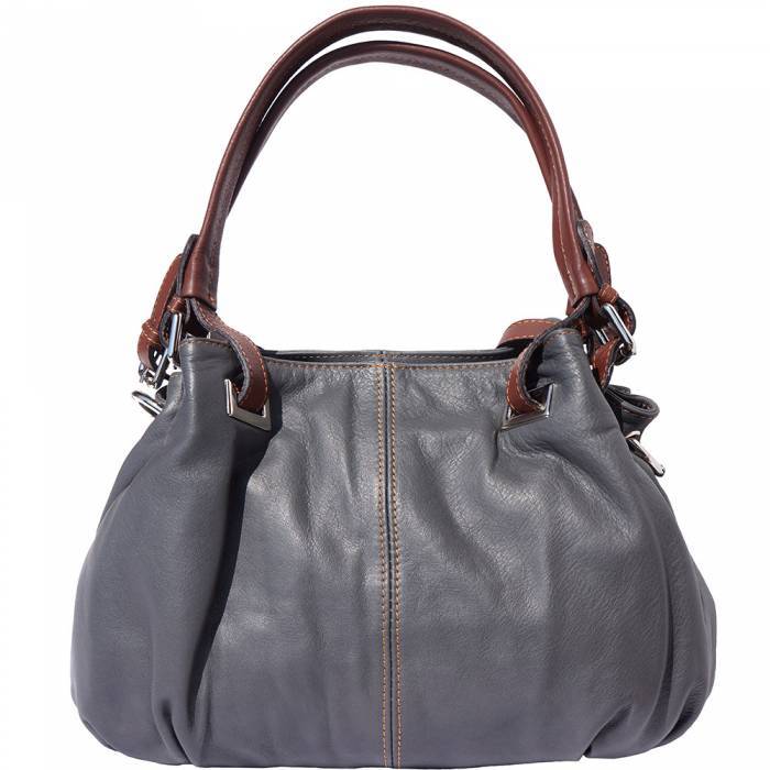 Picture of Italian Artisan 115-8655-GreyBrown Valentina Womens Luxury Leather Shoulder Handbag&#44; Grey & Brown