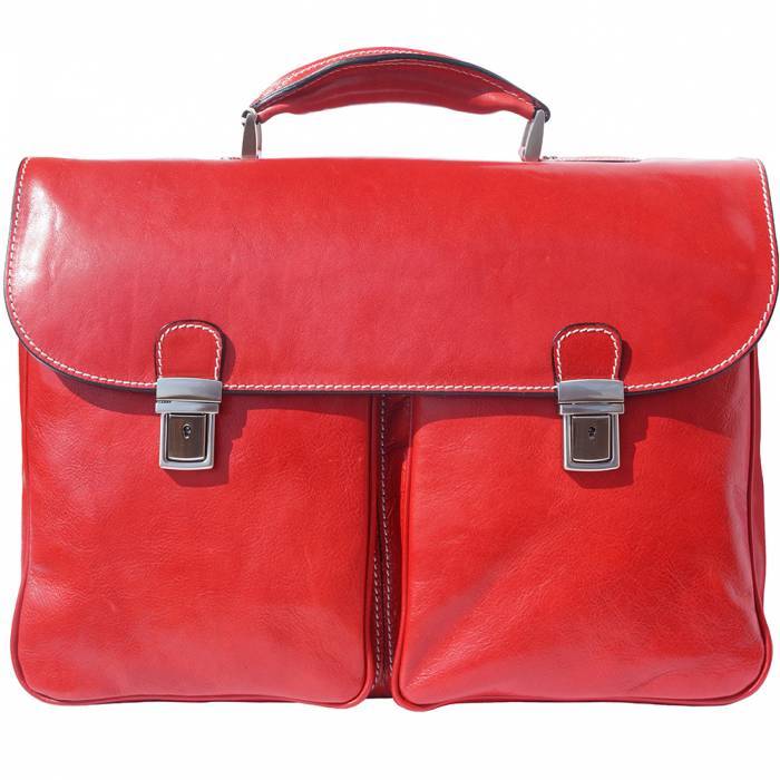 Andrea Luxury Handmade Unisex Leather Business Briefcase, Light Red -  Fusiones, FU1930013