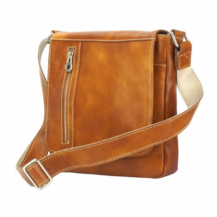 331-6565-Tan Amico Luxury Unisex Genuine Leather Messenger Bag, Tan -  Italian Artisan