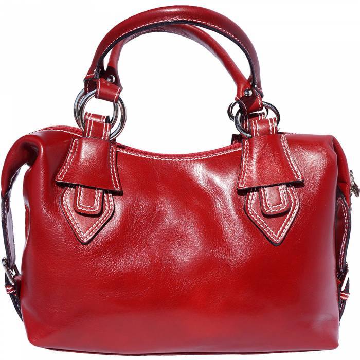 Ornella Womens Luxury Genuine Calf Leather Handmade Shoulder Handbag, Light Red -  Fusiones, FU1930023