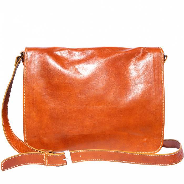 88-6517-Tan Mirko GM Unisex Luxury Handmade Genuine Calf Leather Messenger Bag, Tan -  Italian Artisan