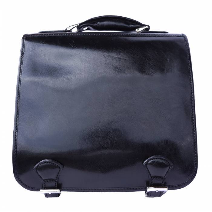 Womens Luxury Handmade Leather Briefcase with Shoulder Strap, Black -  Fusiones, FU1914658