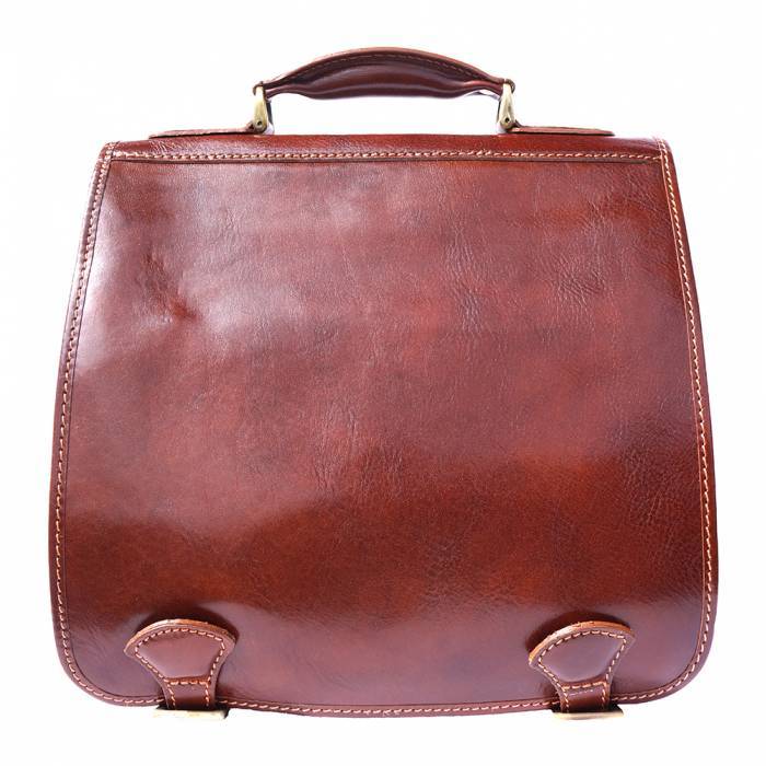 Womens Luxury Handmade Leather Briefcase with Shoulder Strap, Brown -  Fusiones, FU1880698