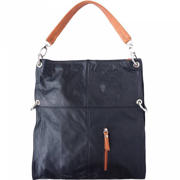 Womens Luxury Handmade Soft Genuine Calf Leather HOBO Bag, Black & Tan -  Fusiones, FU1880702
