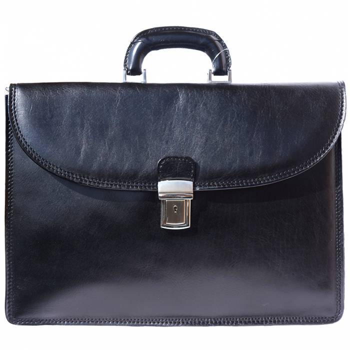 Picture of Italian Artisan 97-7603-Black Unisex Luxury Handmade Genuine Cow Leather Briefcase, Black