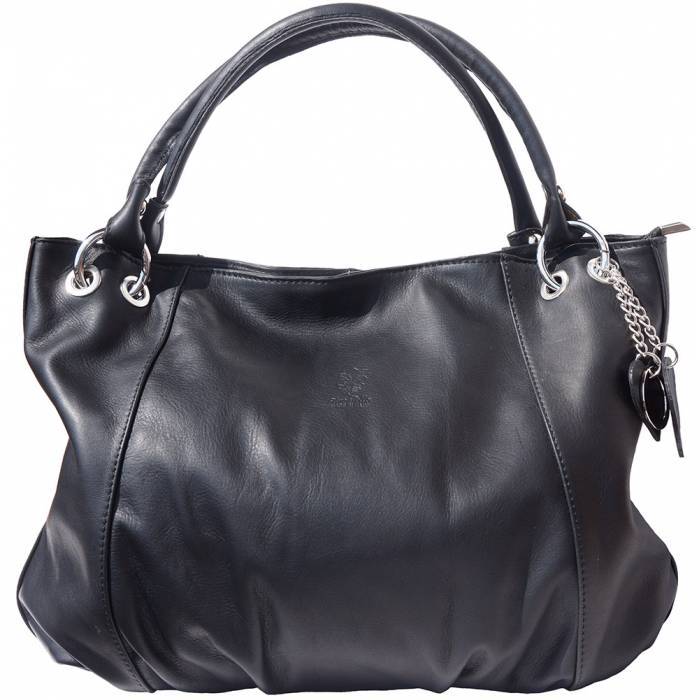 Picture of Italian Artisan 11-3005-Black Alessandra Womens Handmade Hobo Leather Handbag, Black