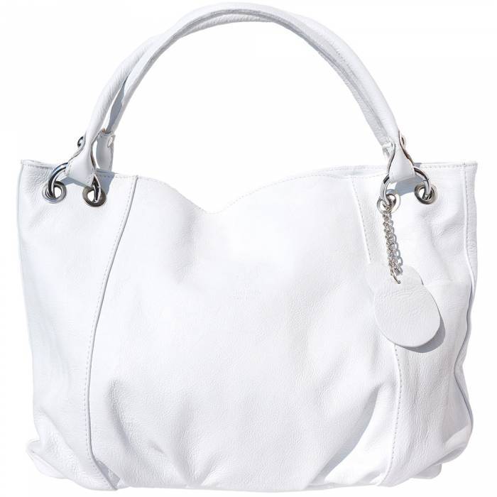 Picture of Italian Artisan 11-3005-White Alessandra Womens Handmade Hobo Leather Handbag, White