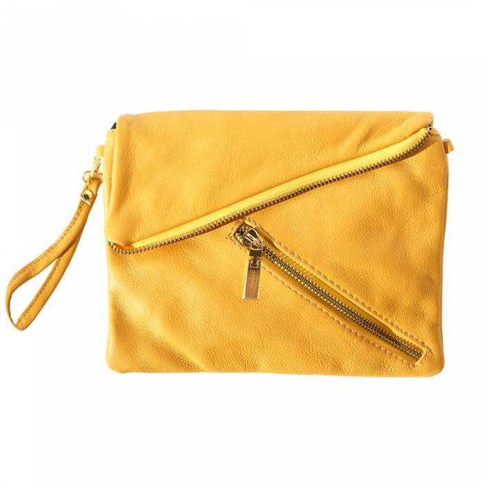 Picture of Italian Artisan 146-417-Yellow Alexa Womens Leather Clutch or Shoulder Purse&#44; Yellow