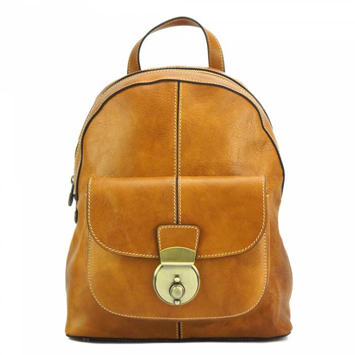 537-7400-Tan Discovery Backpack in Genuine Italian Cow Leather Unisex, Tan -  Italian Artisan