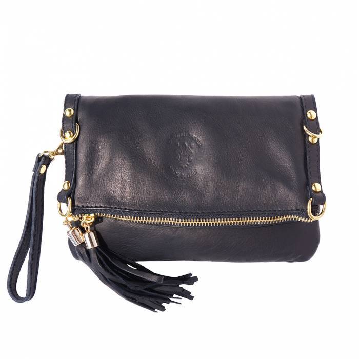 Picture of Italian Artisan 105-9603-Black Giorgia GM Womens Leather Clutch Bag with Adjustable Strap, Black