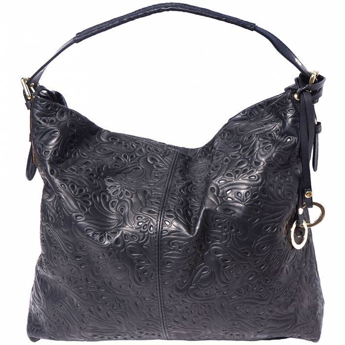 Picture of Italian Artisan 109-8001s-BlackTan Debora Womens Luxury Handmade Leather Hobo Shoudler Bag&#44; Black & Tan