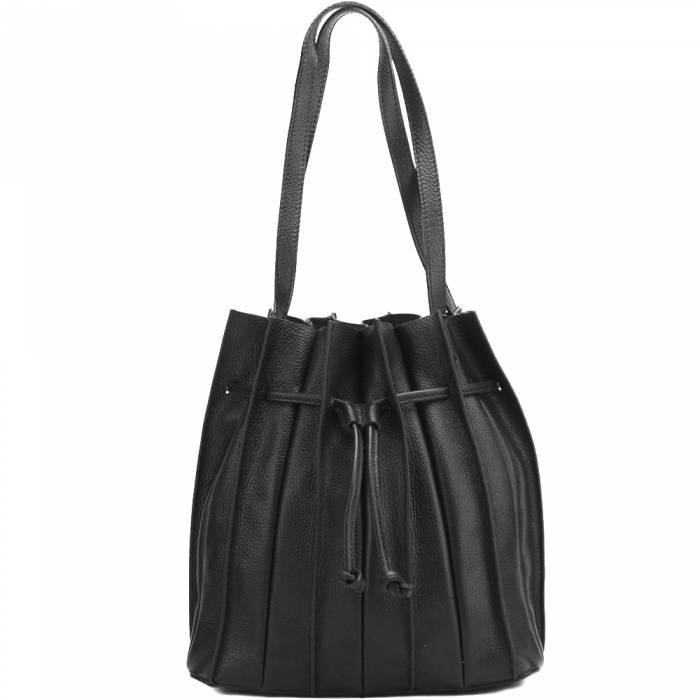 Picture of Italian Artisan 130-9145-Black Amalia Womens Leather Bucket Handbag, Black