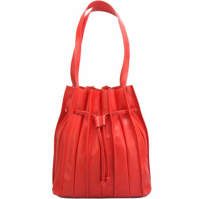 Picture of Italian Artisan 130-9145-LightRed Amalia Womens Leather Bucket Handbag, Light Red