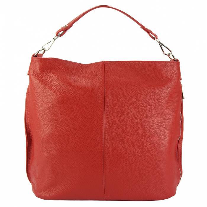 379-9116-LightRed Donata Womens Luxury Hobo Handbag in Calf-Skin Leather, Light Red -  Italian Artisan
