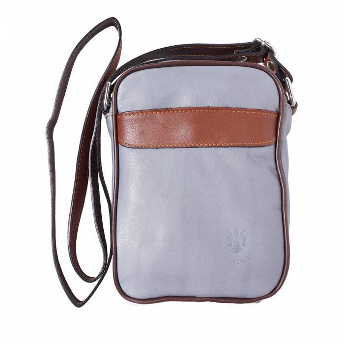 Picture of Italian Artisan 132-B032-GreyBrown Mens Shoulder Bag in Soft Genuine Calfskin Leather&#44; Grey & Brown
