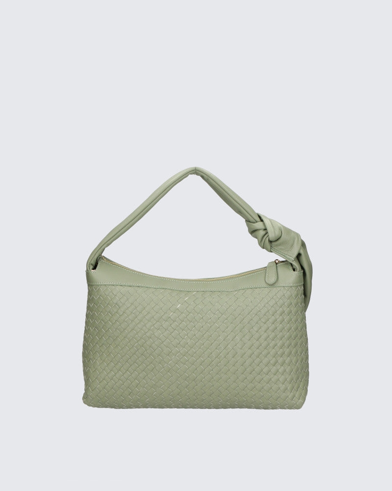 Picture of Italian Artisan  1091-06051-Green Italian Artisan Womens Handcrafted  Shoulder Handbag In Genuine Nappa Leather Made In Italy