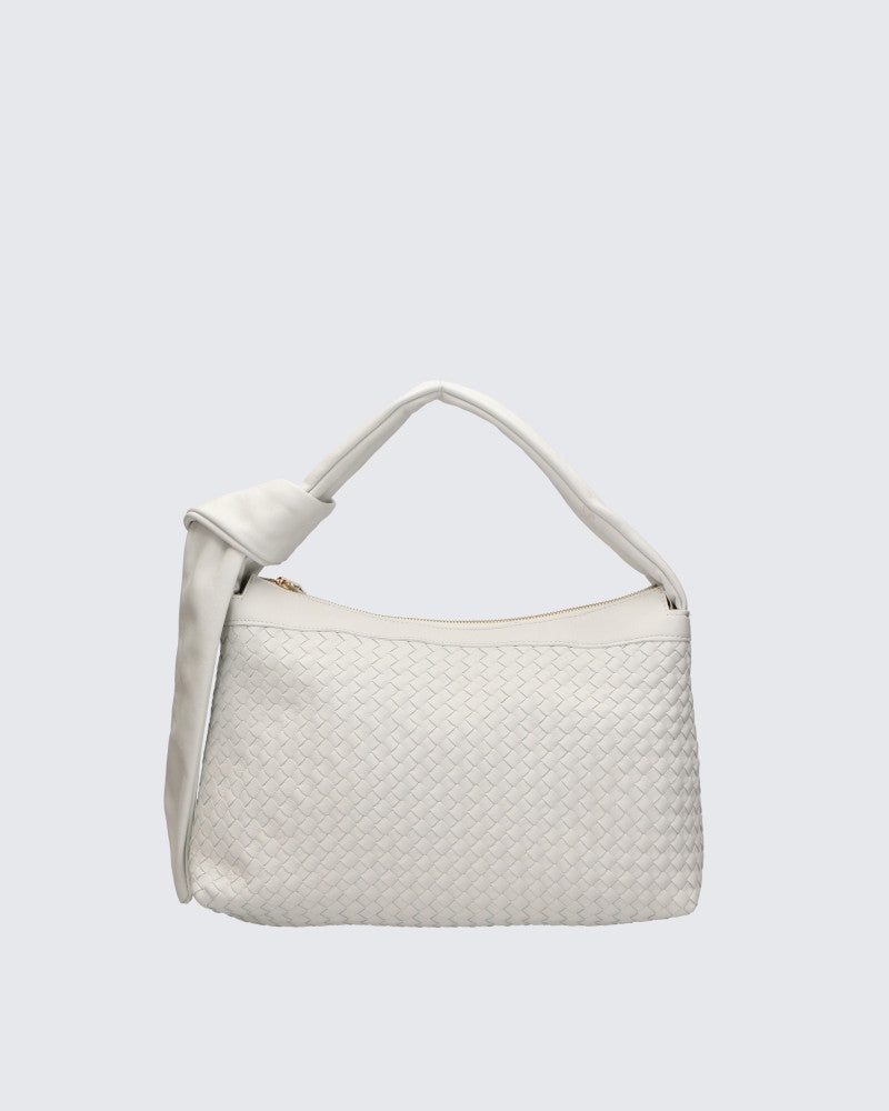 Picture of Italian Artisan  1091-06051-ColdWhite Italian Artisan Womens Handcrafted  Shoulder Handbag In Genuine Nappa Leather Made In Italy
