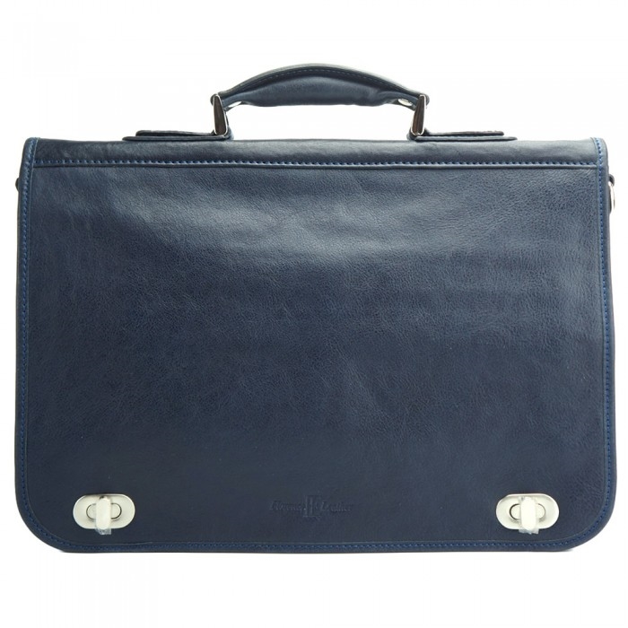 100-7607-DarkBlue  Mens Luxury Business Briefcase | Handmade Leather | Made In Italy -  Italian Artisan