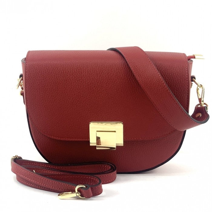 Picture of Italian Artisan 322-6269-DarkRed Italian Artisan Fabrizio Womens Handcrafted Shoulder Handbag with Flap Made In Italy