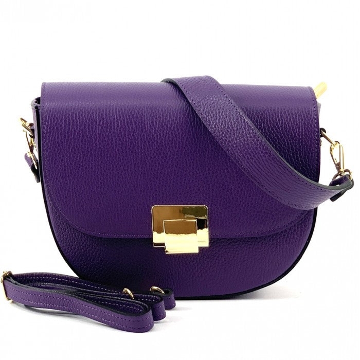 Picture of Italian Artisan 322-6269-Purple Italian Artisan Fabrizio Womens Handcrafted Shoulder Handbag with Flap Made In Italy