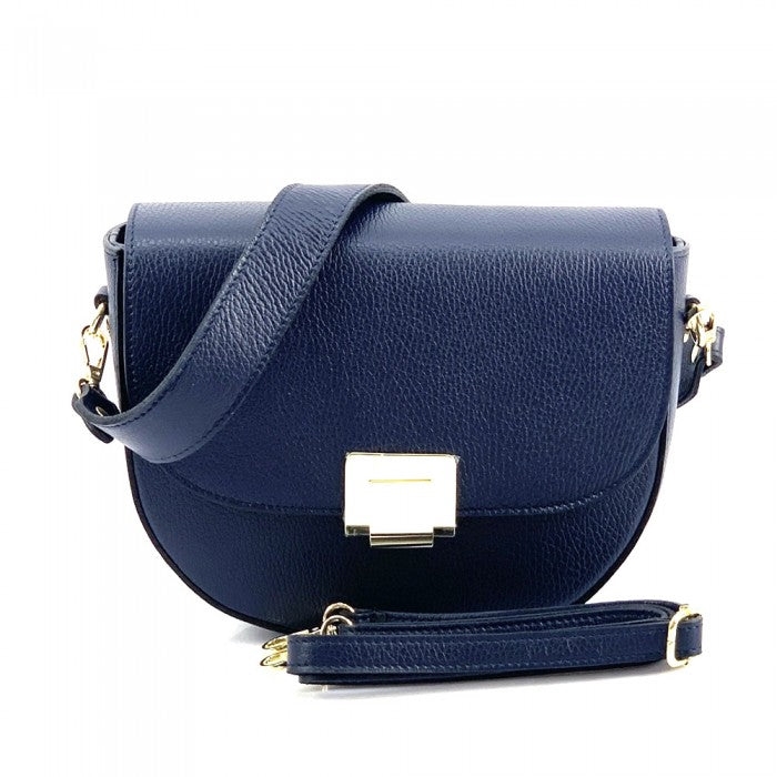 Picture of Italian Artisan 322-6269-DarkBlue Italian Artisan Fabrizio Womens Handcrafted Shoulder Handbag with Flap Made In Italy