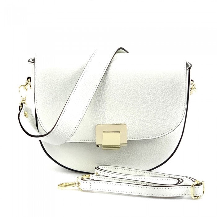 Picture of Italian Artisan 322-6269-White Italian Artisan Fabrizio Womens Handcrafted Shoulder Handbag with Flap Made In Italy