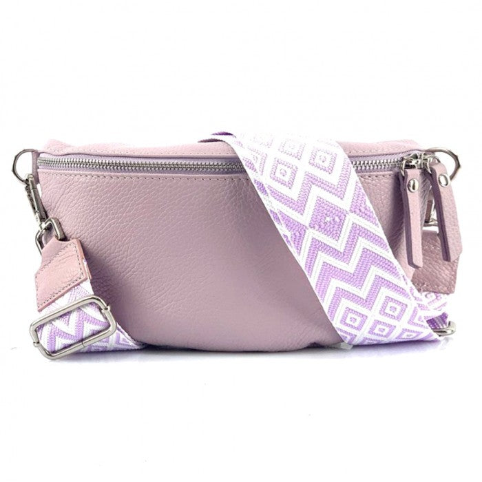 Picture of Italian Artisan 562-96560-Lavender Unisex Genuine Calfskin Leather Handcrafted Fanny Pack&#44; Lavender - Small