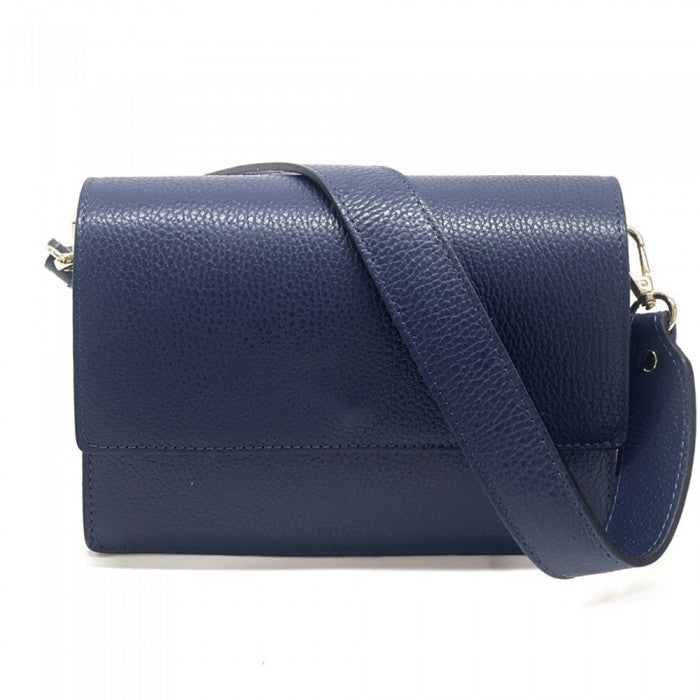 219-985-Darkblue Leather Wristlet Shoulder Handbag, Dark Blue - Small -  Italian Artisan