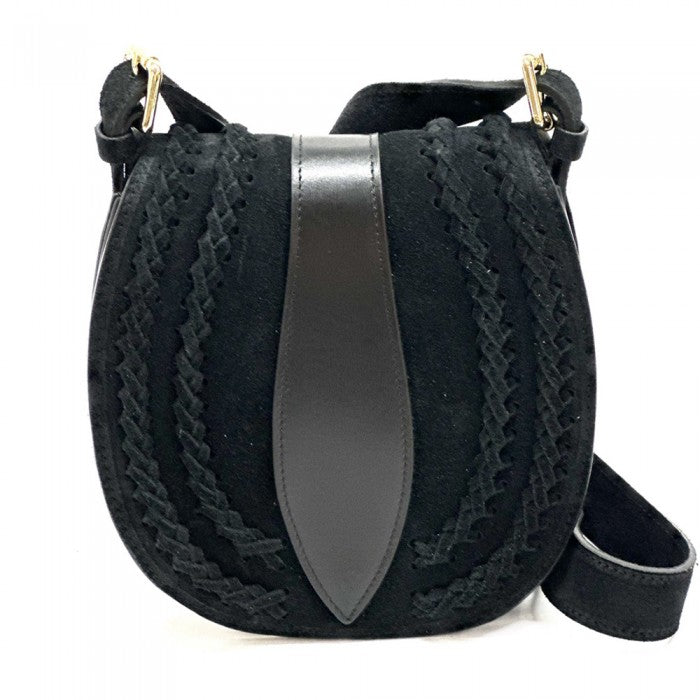 Picture of Italian Artisan 274-983-Black Lara Womens Vintage Suede Leather Messenger Bag&#44; Black - Small