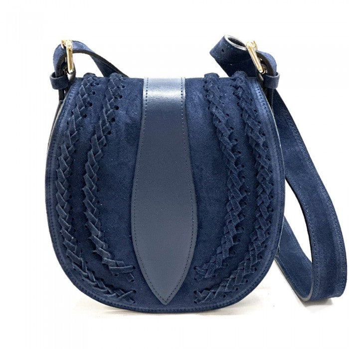 Picture of Italian Artisan 274-983-Darkblue Lara Womens Vintage Suede Leather Messenger Bag&#44; Dark Blue - Small