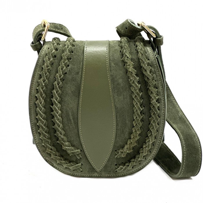 Picture of Italian Artisan 274-983-Darkgreen Lara Womens Vintage Suede Leather Messenger Bag&#44; Dark Green - Small