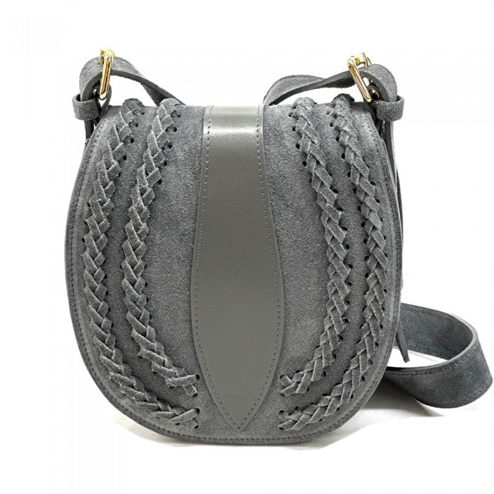 Picture of Italian Artisan 274-983-DarkGrey Lara Womens Vintage Suede Leather Messenger Bag&#44; Dark Gray - Small