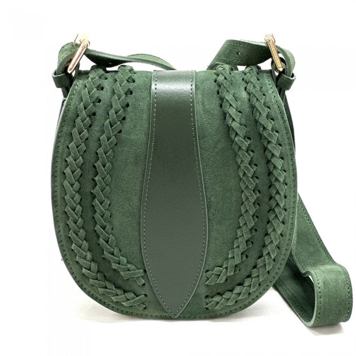 Picture of Italian Artisan 274-983-LightGreen Lara Womens Vintage Suede Leather Messenger Bag&#44; Light Green - Small