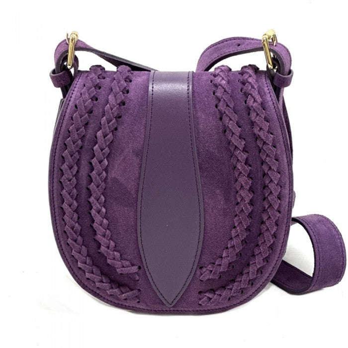 Picture of Italian Artisan 274-983-Purple Lara Womens Vintage Suede Leather Messenger Bag&#44; Purple - Small