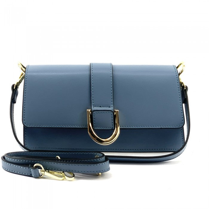 Picture of Italian Artisan 320-937-Azure Maddalena Womens Leather Shoulder Handbag&#44; Azure - Small