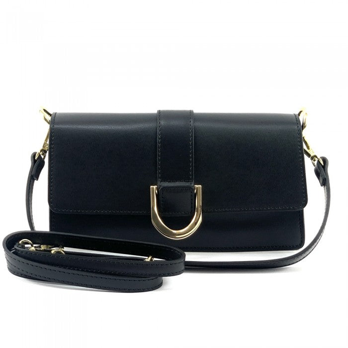 Picture of Italian Artisan 320-937-Black Maddalena Womens Leather Shoulder Handbag&#44; Black - Small