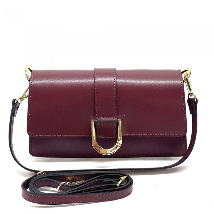 Picture of Italian Artisan 320-937-Bordeaux Maddalena Womens Leather Shoulder Handbag&#44; Bordeaux - Small