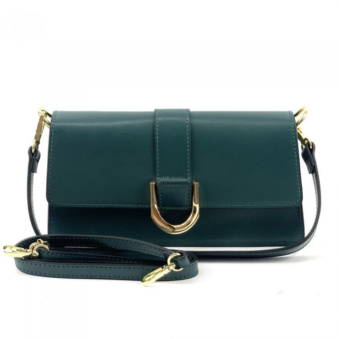 Picture of Italian Artisan 320-937-DarkTurquoise Maddalena Womens Leather Shoulder Handbag&#44; Dark Turquoise - Small
