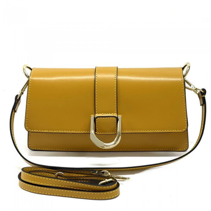 Picture of Italian Artisan 320-937-Yellow Maddalena Womens Leather Shoulder Handbag&#44; Yellow - Small