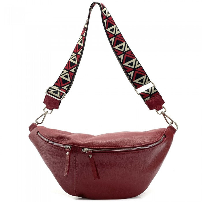 Picture of Italian Artisan 606-916T-Darkred Vittoria Womens Pouch-Fanny Pack&#44; Dark Red - Small
