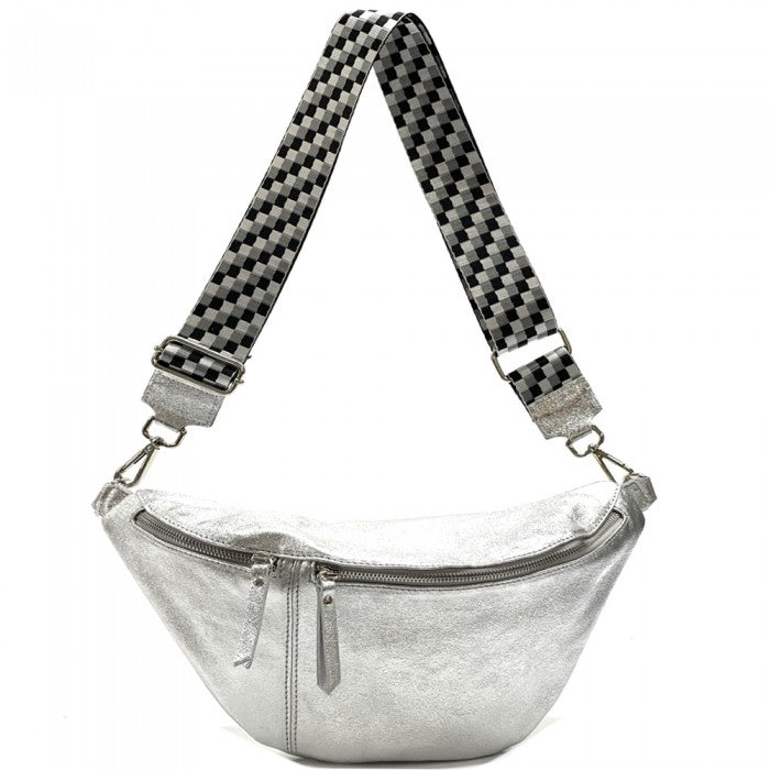 Picture of Italian Artisan 606-916T-Silver Vittoria Womens Pouch-Fanny Pack&#44; Silver - Small