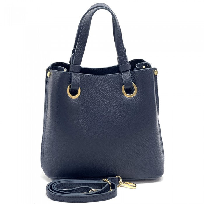 Picture of Italian Artisan 345-933-DarkBlue Elle Handmade Vegetable Tanned Leather Shoulder Handbag&#44; Dark Blue