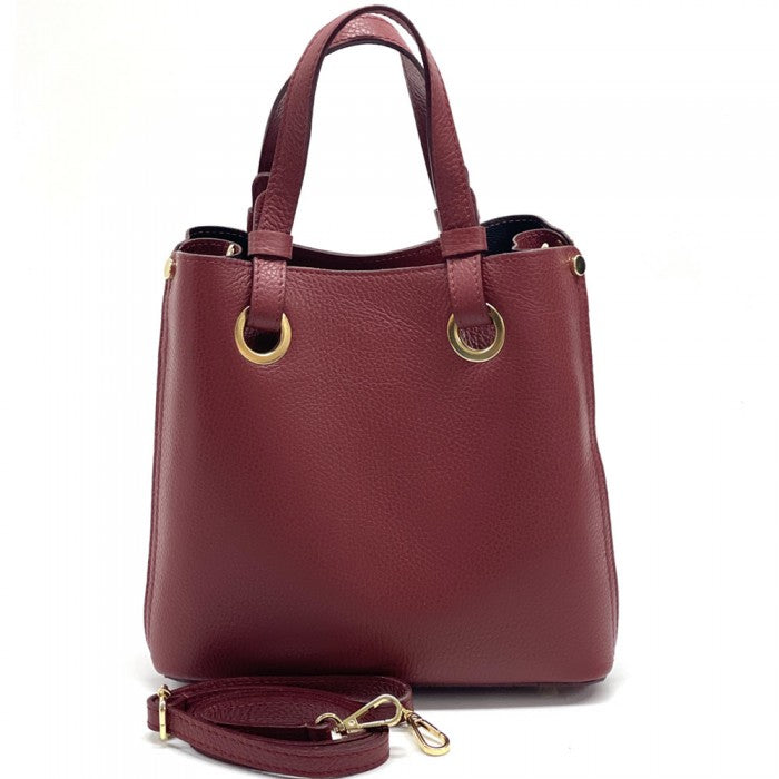 Picture of Italian Artisan 345-933-DarkRed Elle Handmade Vegetable Tanned Leather Shoulder Handbag&#44; Dark Red