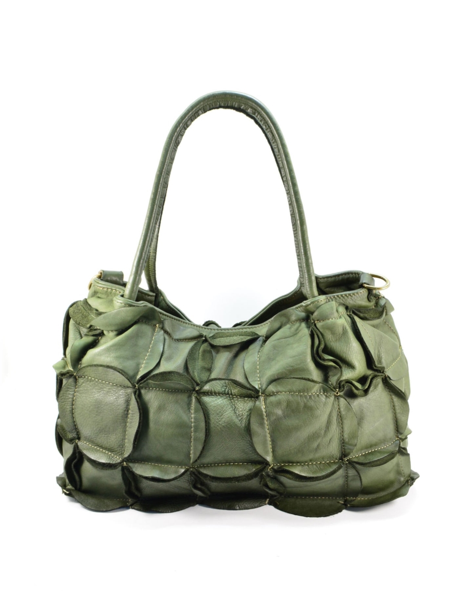 Picture of Italian Artisan WPF-VWB-H005-MilitaryGreen Italian Artisan Womens Handcrafted Vintage Washed Calfskin Leather Shoulder Tote  Shopper Bag Made In Italy