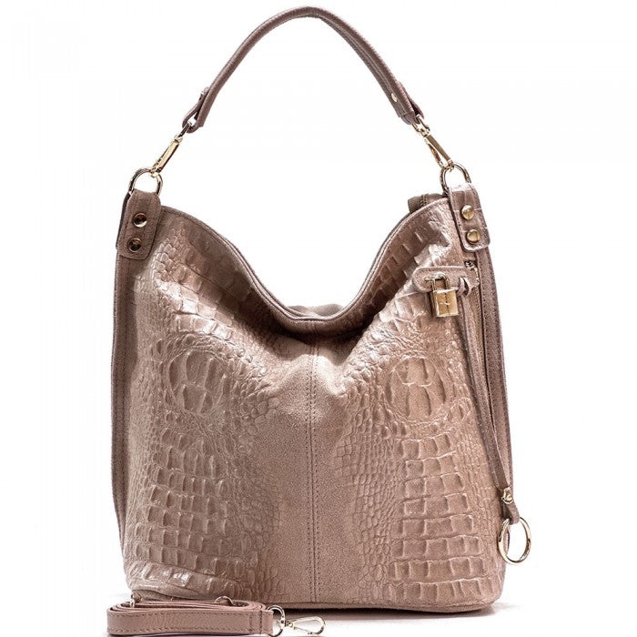 Picture of Italian Artisan 618-884-Pink Italian Artisan Celine Handcrafted Leather Shoulder Hobo Handbag&#44; Made In Italy